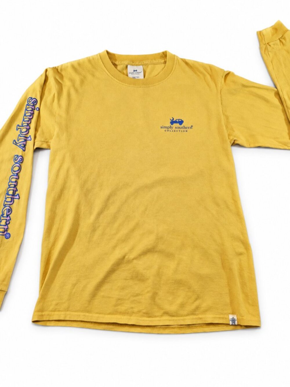 Simply Southern Long Sleeve Graphic T Shirt Women Small Yellow